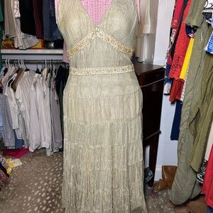 Cache Gold Fringe Midi Dress